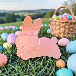 Peach Coral Ombre Metallic Easter Bunny Rabbit Glossy 2.5" Lobster Hair Clip